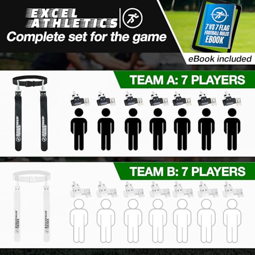 Flag Football Set with 14 Belts and 28 Flags - Black & White
