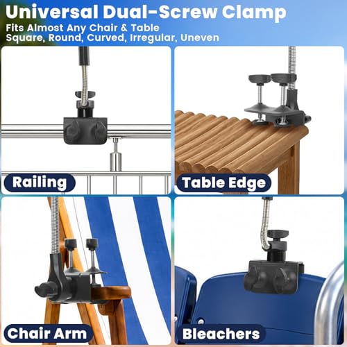 QTREE Ink Blue 2-Pack 53-inch Double Canopy Beach Chair Umbrella with Clamp