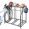 Mythinglogic 3-Bike Garage Storage Rack with Ball Basket & Hooks - Freestanding Bike Organizer