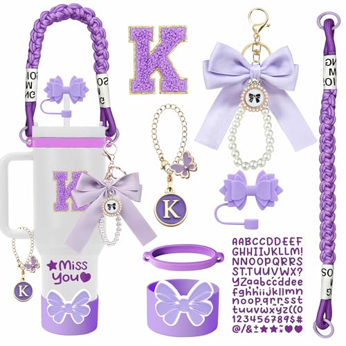 8PCS Cup Accessories Set for Owala & Stanley Quencher Bottles - Purple Plum / K