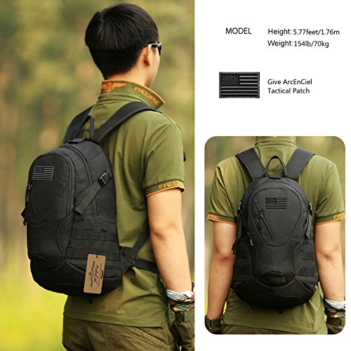 ArcEnCiel 15L Tactical Motorcycle Backpack with Patch - Black