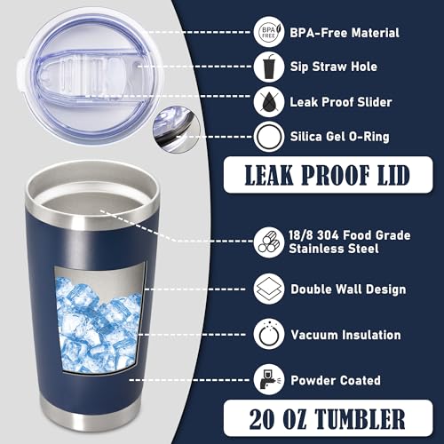 AEPDTD Navy 20oz Insulated Stainless Steel Tumbler with Lid - Pack of 12