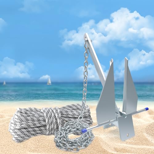 10lb Galvanized Boat Anchor Kit with 98ft Rope & 8ft Chain - Small Watercraft