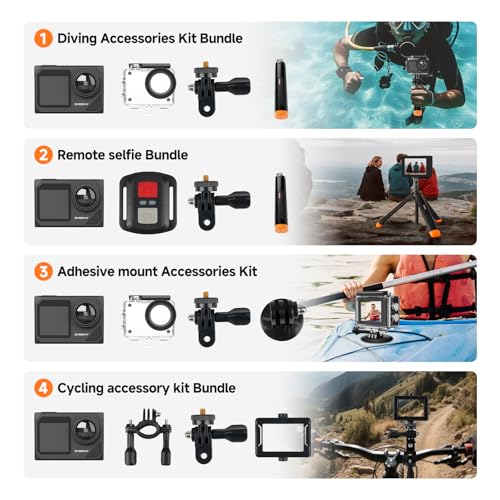 SVBONY Underwater Camera Snorkel Set - 4K Action Camera for Swimming & Beach