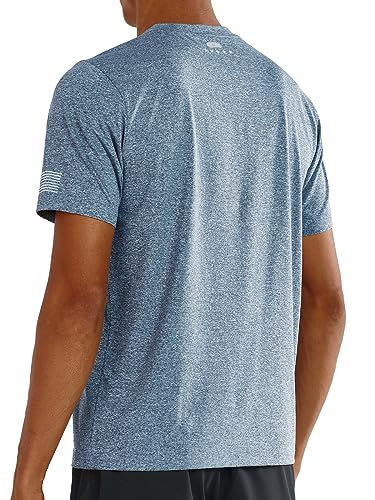 Men's Quick Dry Workout Running Shirt - Large Blue Heather