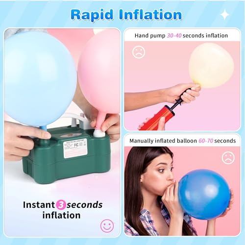 Dark Green Portable Electric Balloon Pump with Dual Nozzles for Party Decorations