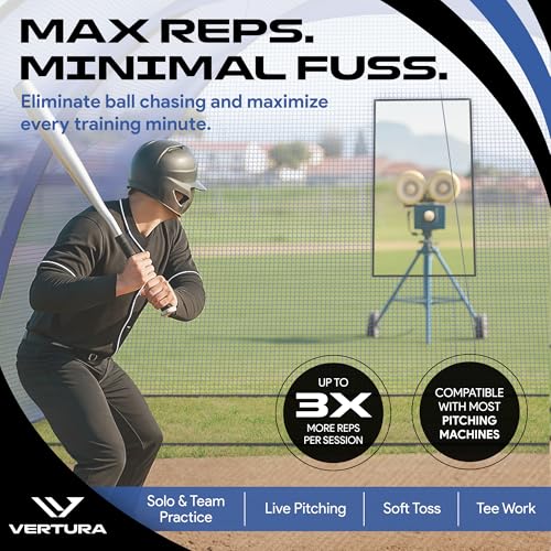 Portable 22ft x 12ft x 8ft Baseball & Softball Batting Cage with Netting & Pitching Hole