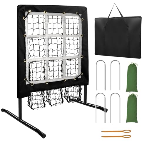 Heavy-Duty Baseball Pitching Net with Strike Zone - 9 Hole Adjustable Practice Trainer