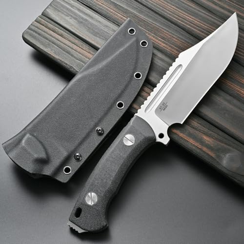 Fixed Blade Knife 8mm Thick N690 Steel Full Tang G10 Handle Camping Bushcraft Silver