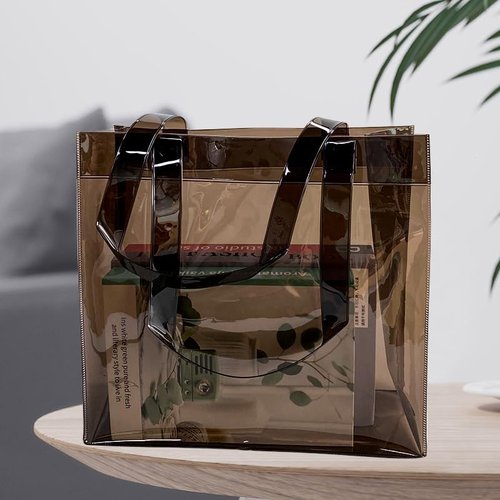 1pcs Waterproof Large Transparent Pvc Shopping Clear Tote Bag with Handles Beach Bags for Work Beach Sports