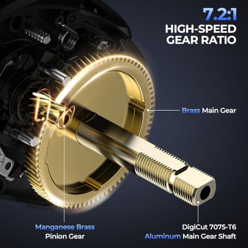 KastKing MegaJaws Elite Baitcasting Reel Dark Galaxy Left Hand - High Speed Lightweight Fishing Reel