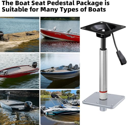 Adjustable Boat Seat Pedestal Kit 18-24 Inch with Locking Pin & Power Mount
