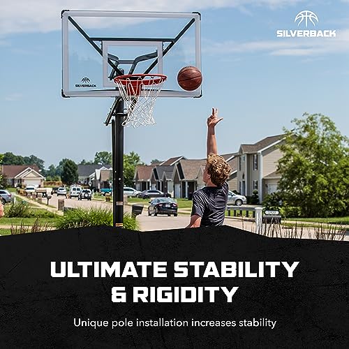 54-Inch Adjustable In-Ground Basketball Hoop with Infinity Edge Backboard