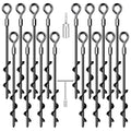 Heavy Duty Ground Anchors Set with 16 x 14-Inch Spiral Stakes for Trampolines & Outdoor Equipment