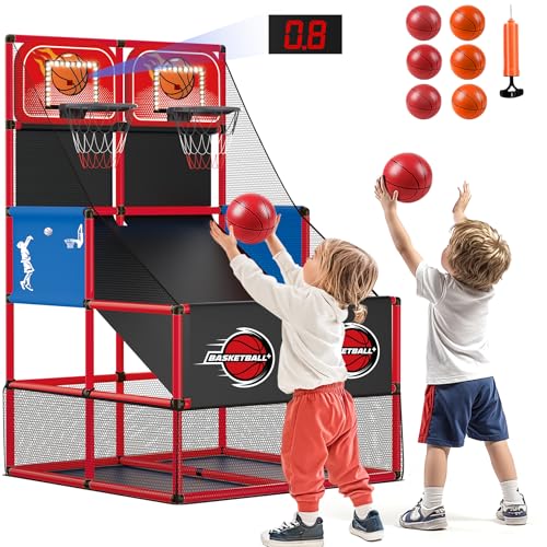 Kids Double Basketball Hoop Arcade Game Large Red - Indoor Outdoor Fun