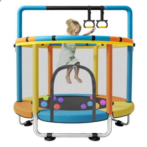 55-Inch Indoor & Outdoor Toddler Trampoline with Safety Enclosure for Kids Ages 1-8