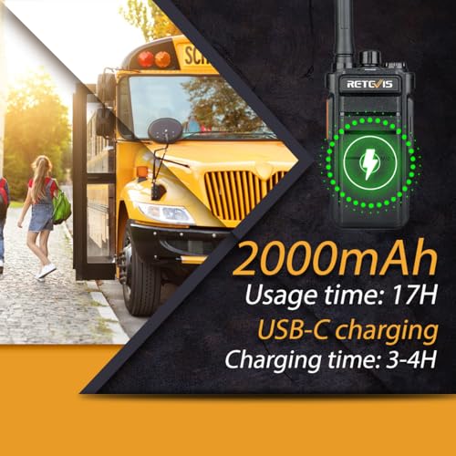 Retevis RB26 GMRS Two-Way Radio with Earpiece & 6-Way Charger – Long-Range Walkie Talkies for Business & Outdoor Use