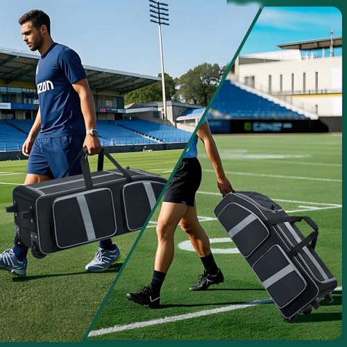Large Capacity Football Gear Bag with Wheels & Multiple Pockets