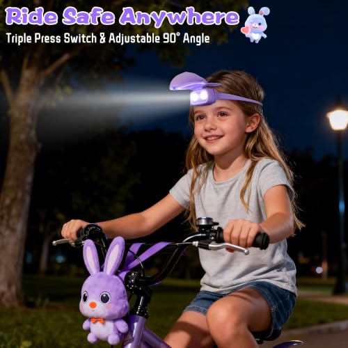 Kids Rabbit Headlamp Rechargeable with 3 Brightness Levels & Flash Modes - Style-Rabbit