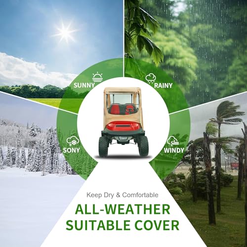 Tecoom Beige Golf Cart Enclosure 2+2 Passenger Waterproof Cover for EZGO Yamaha Club Car
