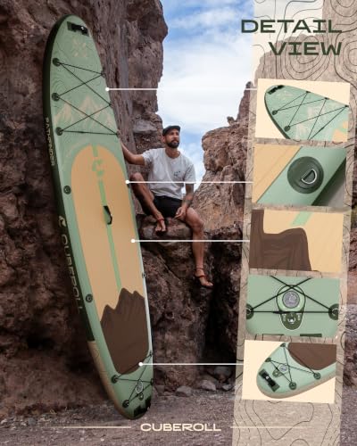Cuberoll 11'6" Extra Wide Inflatable Stand Up Paddle Board with Avocado Green Design, 450lb Capacity, Stable Yoga & Fishing SUP