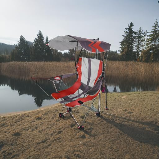 Kelsyus Foldable Canopy Camping Chair Grey/Red Portable Outdoor Seat