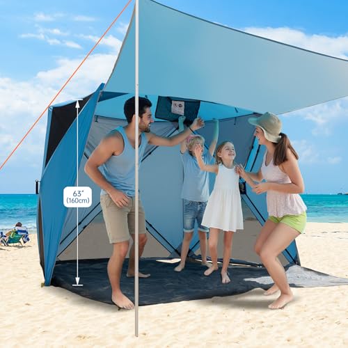 Night Cat Pop-Up Beach Tent with Canopy & UV Protection for 3-4 People