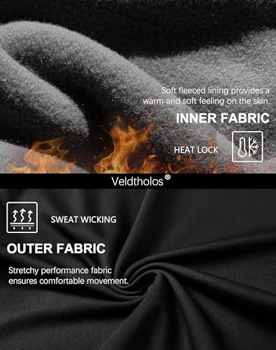 Men's Thermal Compression Pants with Fleece Lining - Blue Gray Black Large - Veldtholos