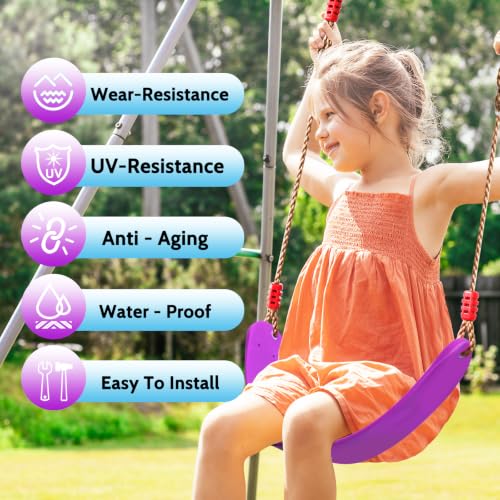 Kids Ninja Warrior Obstacle Course with 2x56ft Slackline & Purple Accessories - Outdoor Play Set