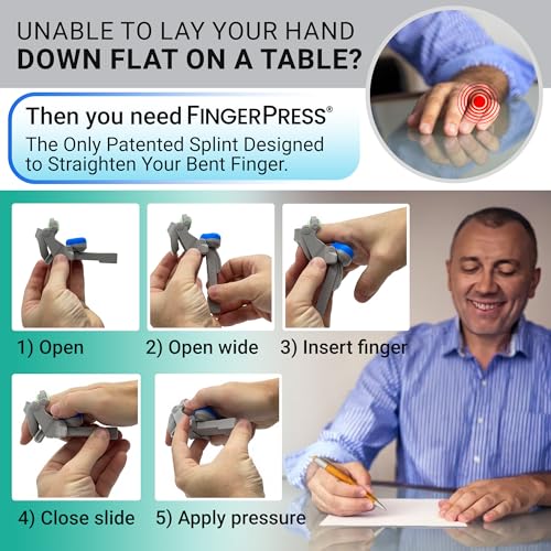 FingerPress Large Black Finger Straightener for PIP Flexion Contractures - USA Made