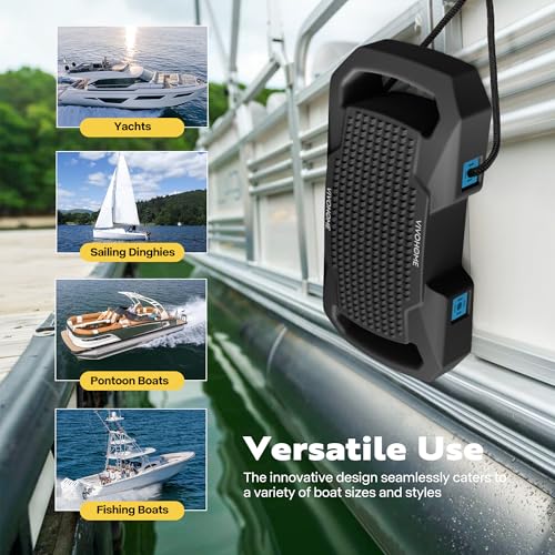 VIVOHOME 4 Pack Black EVA Boat Fenders for Docking - Boat Bumpers with Nylon Rope & Locks