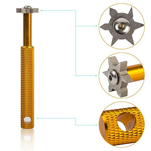 Golf Groove Sharpener with 6 Heads - Re-Grooving Tool & Cleaner, Gold