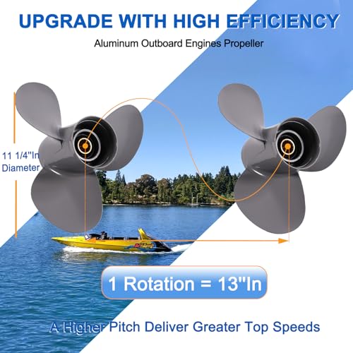 11 1/4 Inch Aluminum Outboard Boat Propeller for Honda 35-60HP, 3 Blades, RH, 13 Spline