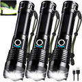 Rechargeable LED Flashlights 3 Pack High Lumens 90,000LM Waterproof Handheld Camping & Emergency Lights