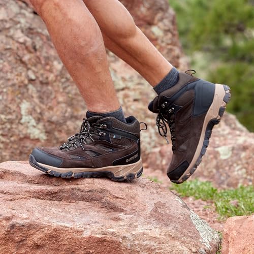 HI-TEC Yosemite WP Mid Waterproof Hiking Boots for Men - Dark Green Olive, Lightweight & Breathable Outdoor Trekking Shoes