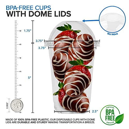 16 oz Clear Plastic Dessert Cups with Lids Set of 50 - Disposable Parfait & Fruit Containers