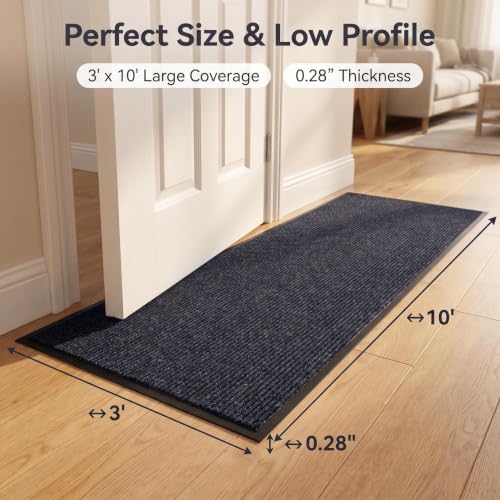 Large Indoor Outdoor Rubber Back Floor Mat 3x10 ft Heavy Duty Runner Rug