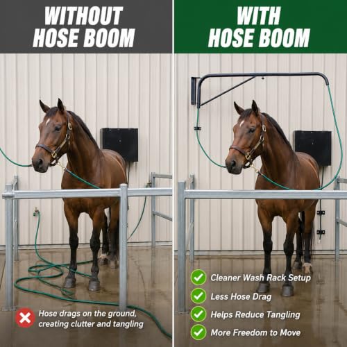 Wall-Mounted Horse Wash Spray Boom with Swinging Arm - Easy, Safe, Durable