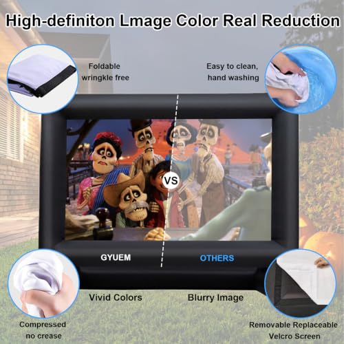 GYUEM 18 Feet Portable Inflatable Outdoor Indoor Projector Movie Screen - 18FT Variation