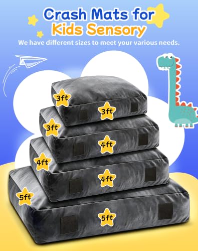 Kids Sensory Crash Pads 3 x 3 ft Grey - Safe Cushioned Play & Therapy Mat