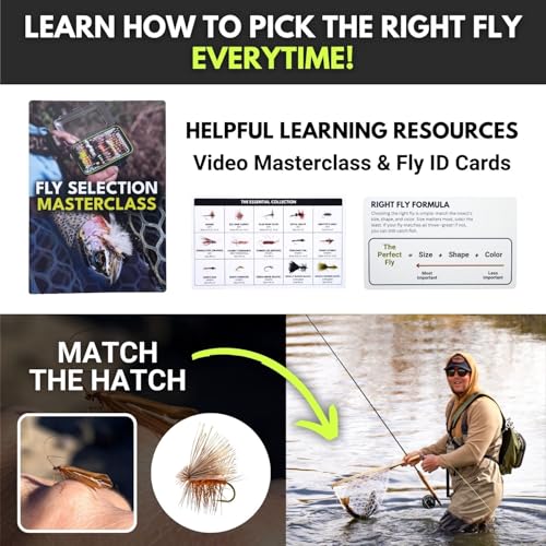 Fly Fishing Flies Assortment Kit with Fly Box - 15 Patterns for Trout & Bass