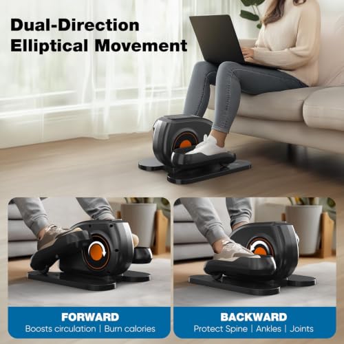 NEWBULIG Black Under Desk Elliptical Machine with Remote, 12 Speeds, Reverse & Forward