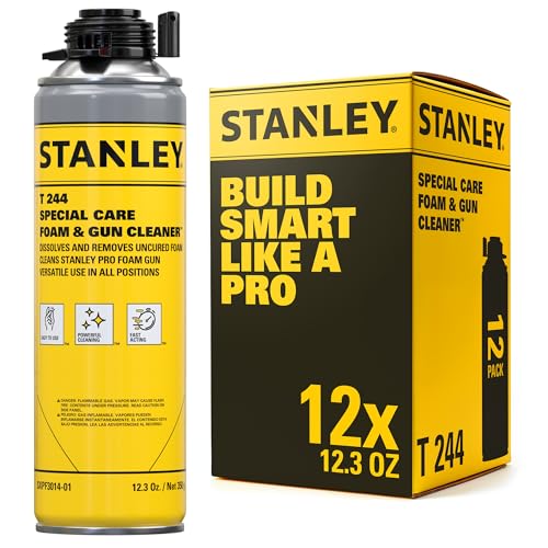 Stanley Foam Gun Cleaner Spray 12 Pack - Dissolves Uncured Polyurethane Foam