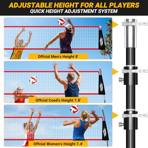 20ft Adjustable Volleyball Net for Indoor & Outdoor Training - Stable & Durable