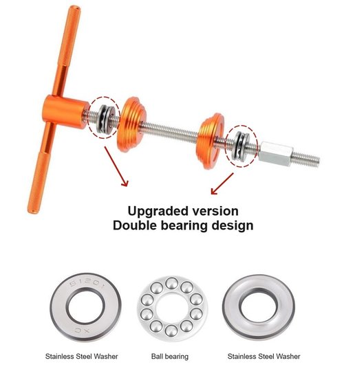 Enajucy Bike Headset Press Tool - Bicycle Headset Bearing Press-in Tool - Bike Headset Cup and Bottom Bracket Press Installer Accessories (Orange with 1 Thrust Bearing)
