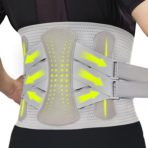 AOFIT Back Brace for Lower Back Pain Relief Lumbar Support Grey 3XL