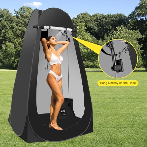 G2 GO2GETHER Black Pop Up Shower Tent for Camping with Rechargeable 6000mAh Shower