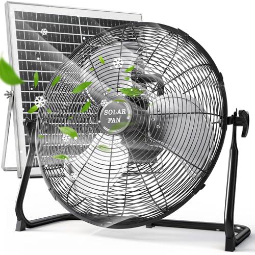 20-Inch Solar-Powered Rechargeable Outdoor Fan with 40W Solar Panel, 18 Speed, 12-60H Runtime