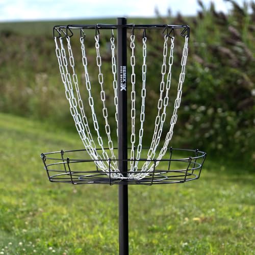 Disc Golf Practice Basket - Single Chain, Black - Portable Outdoor Game