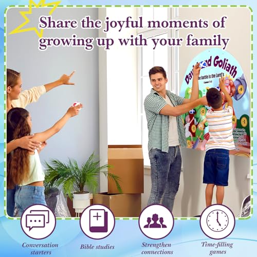 Religious Dart Board Game for Kids with Bible Theme and Sticky Balls